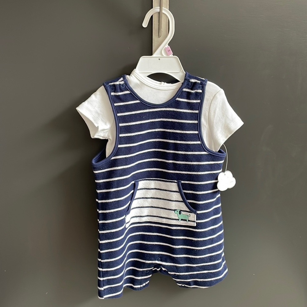 Navy blue stripe onesie size 9 months